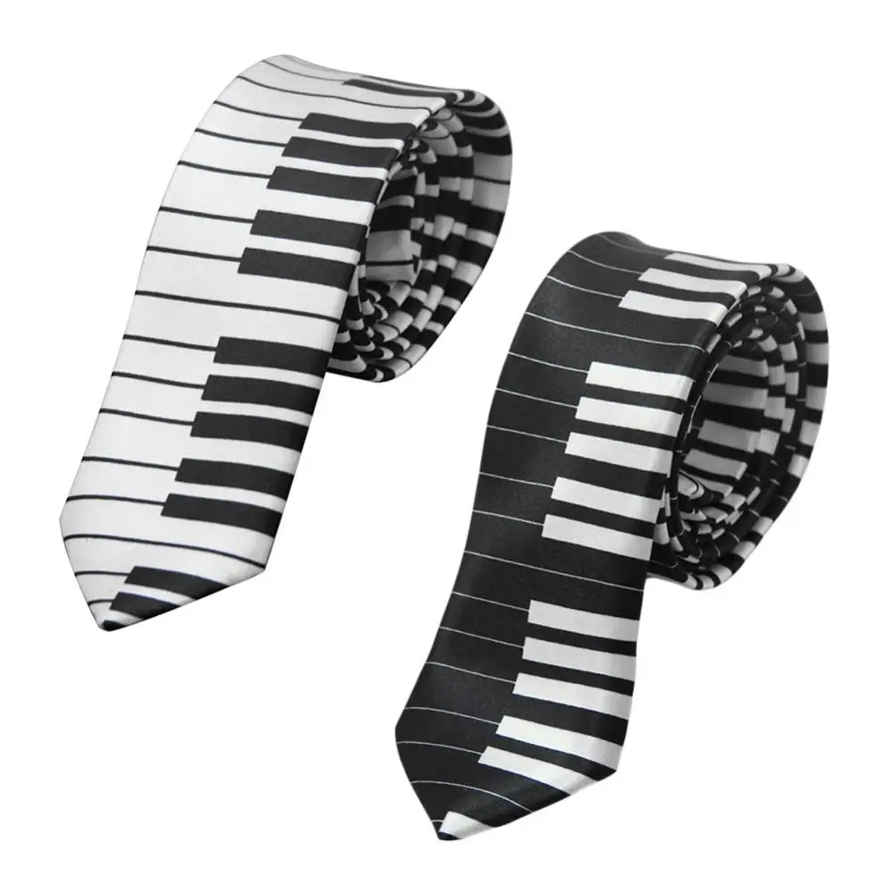 

Tie Necktie Men's Black and White Piano Keys Slim Narrow Wedding Party Gift