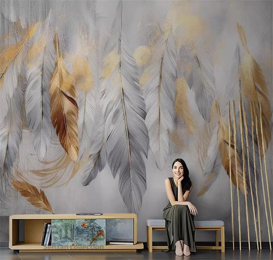 

beibehang Скандинавские обои с перьями