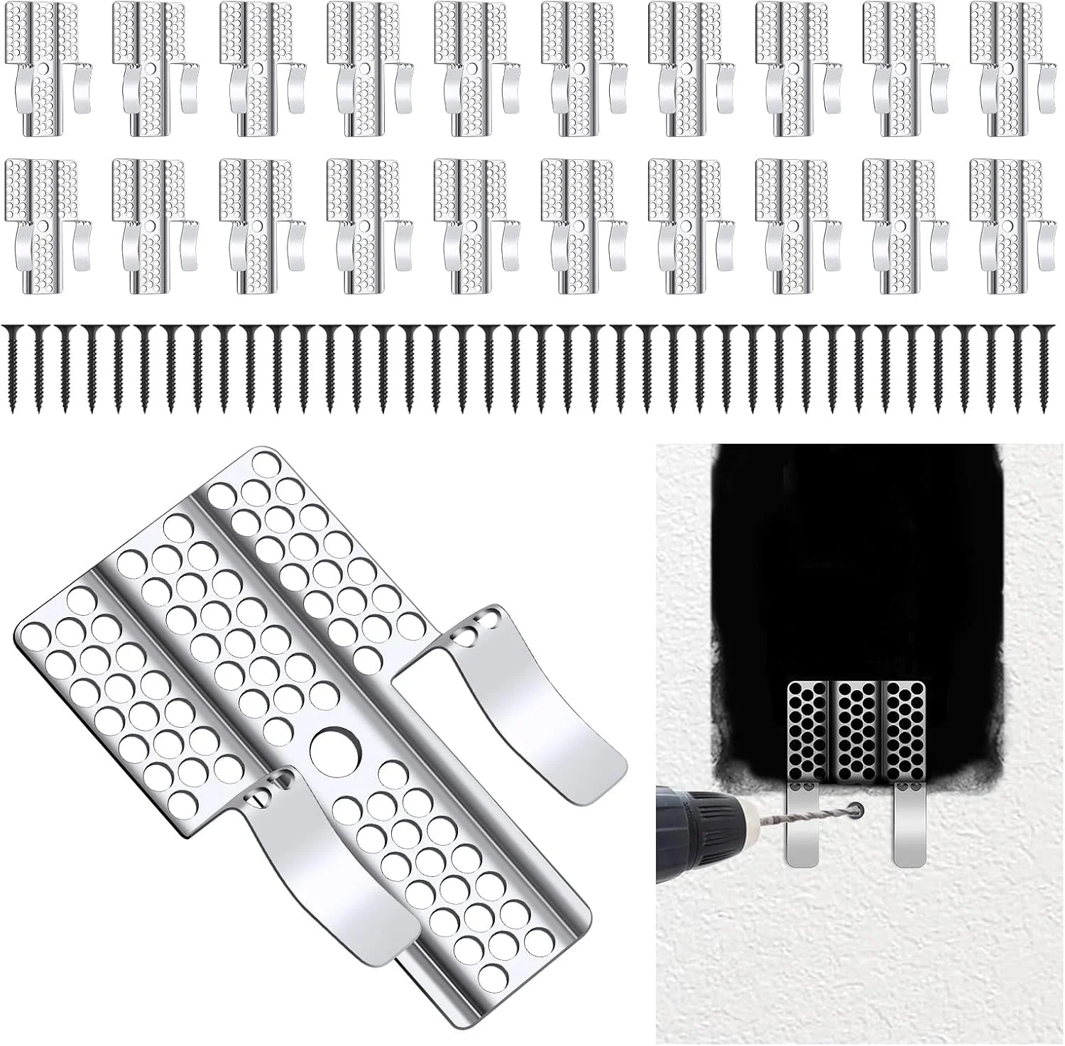 

10/20 шт. сверхмощные зажимы для ремонта гипсокартона с винтами, легкий ремонт стен, прочные металлические застежки, решения