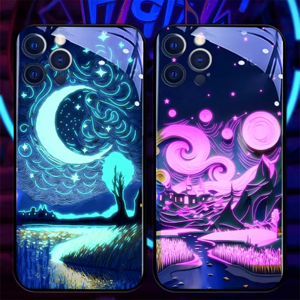 Чехол со светодиодной подсветкой для iPhone 15 14 13 12 11 Pro Max XR XS Plus 6 7 8 SE2020