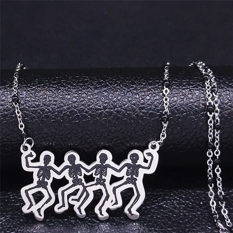 

Gothic Skull Stainless Steel Choker Necklaces Women/Men Silver Color Pendant Necklace Jewelry collar acero inoxidable N4056S06