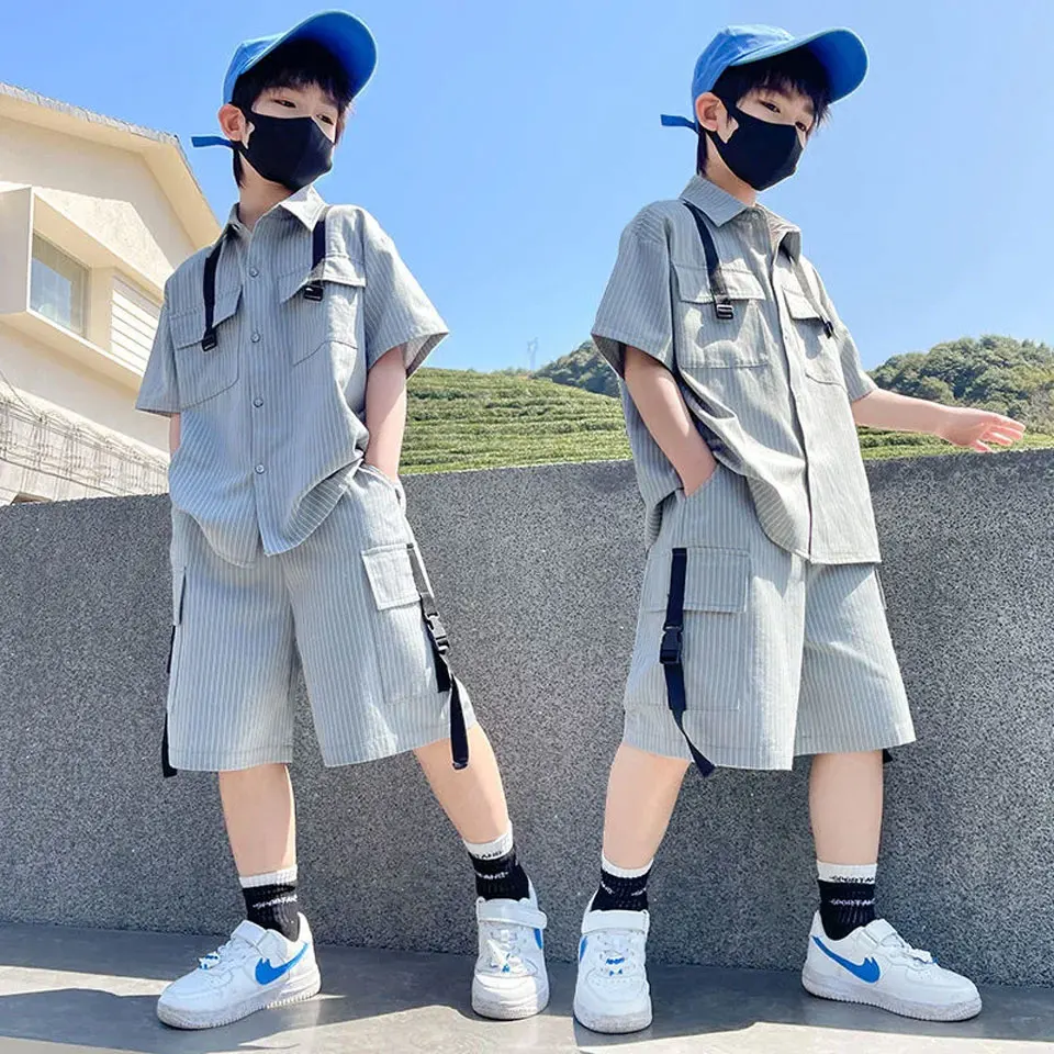 

New Kids Boys Clothes Solid Color Short Sleeve +Short Pant 2 Pcs/Set Casual Sport Summer Baby Boys Clothing Suit For 4-14Year