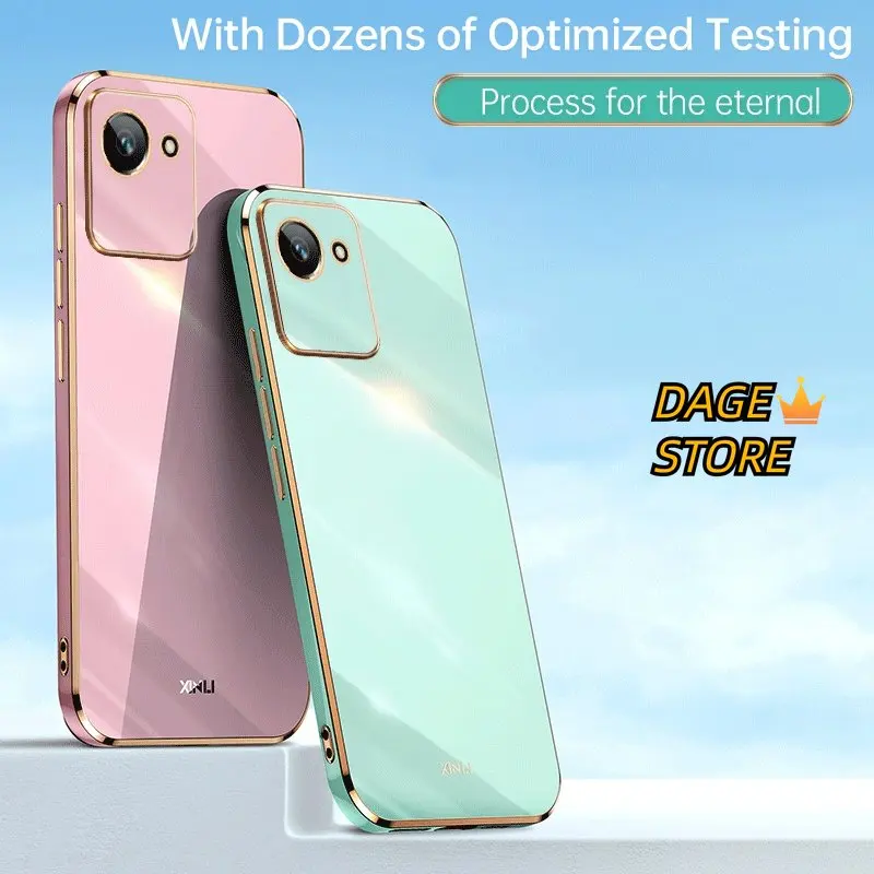 

6D Plating Soft Casing for OPPO Realme C30 4G Silicone Shockproof Square Shiny Bling Electroplating Back Cover