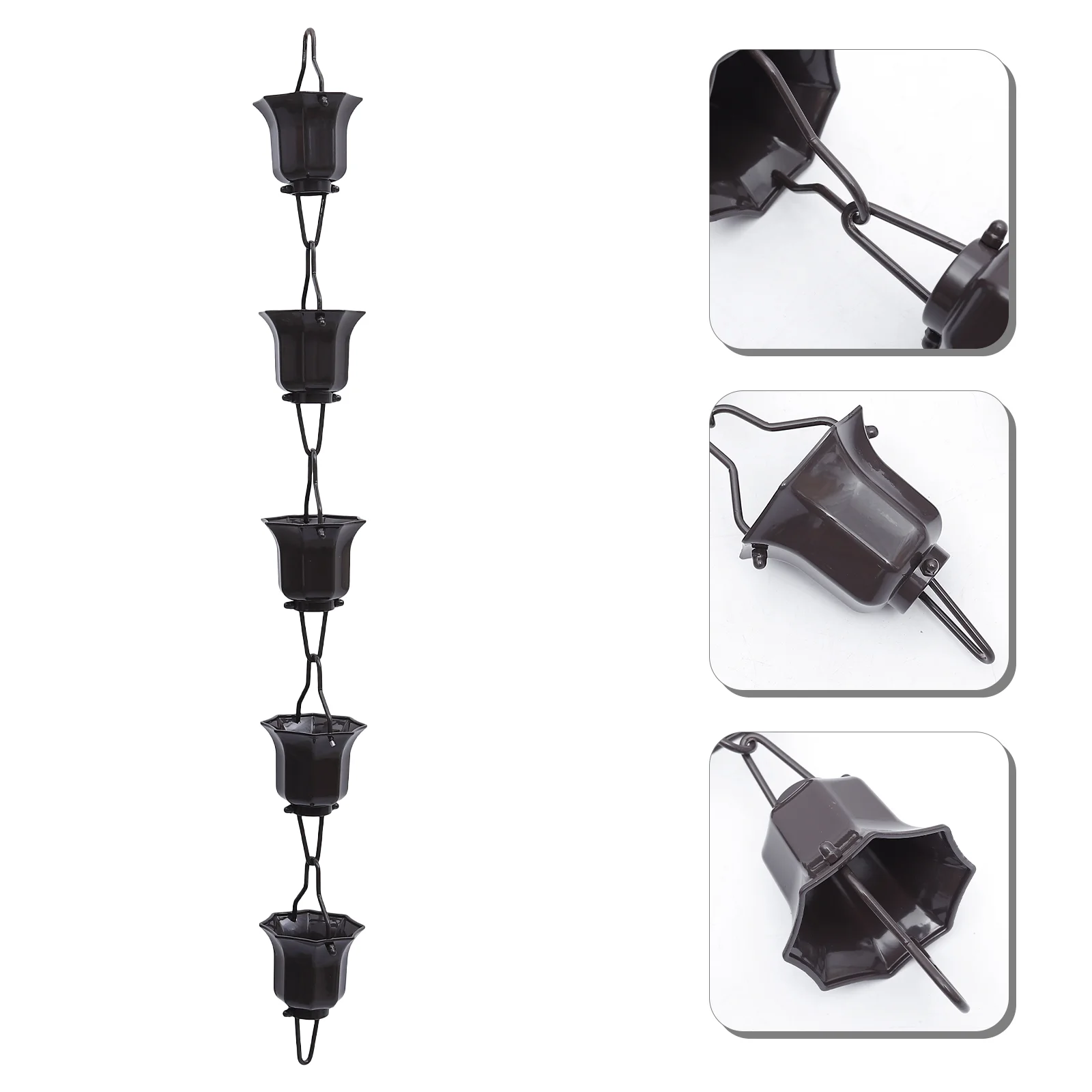 

1pc 1m Garden Rain Chain Lotus Cups Rain Chain for Gutter Downspout (Coffee)