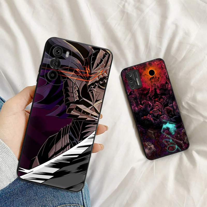 Черный мягкий чехол для телефона Motorola G32 G50 G51 5G G60 G71 G22 G52 G72 G53 G73 G60S Moto G9 Berserk Anime Skull