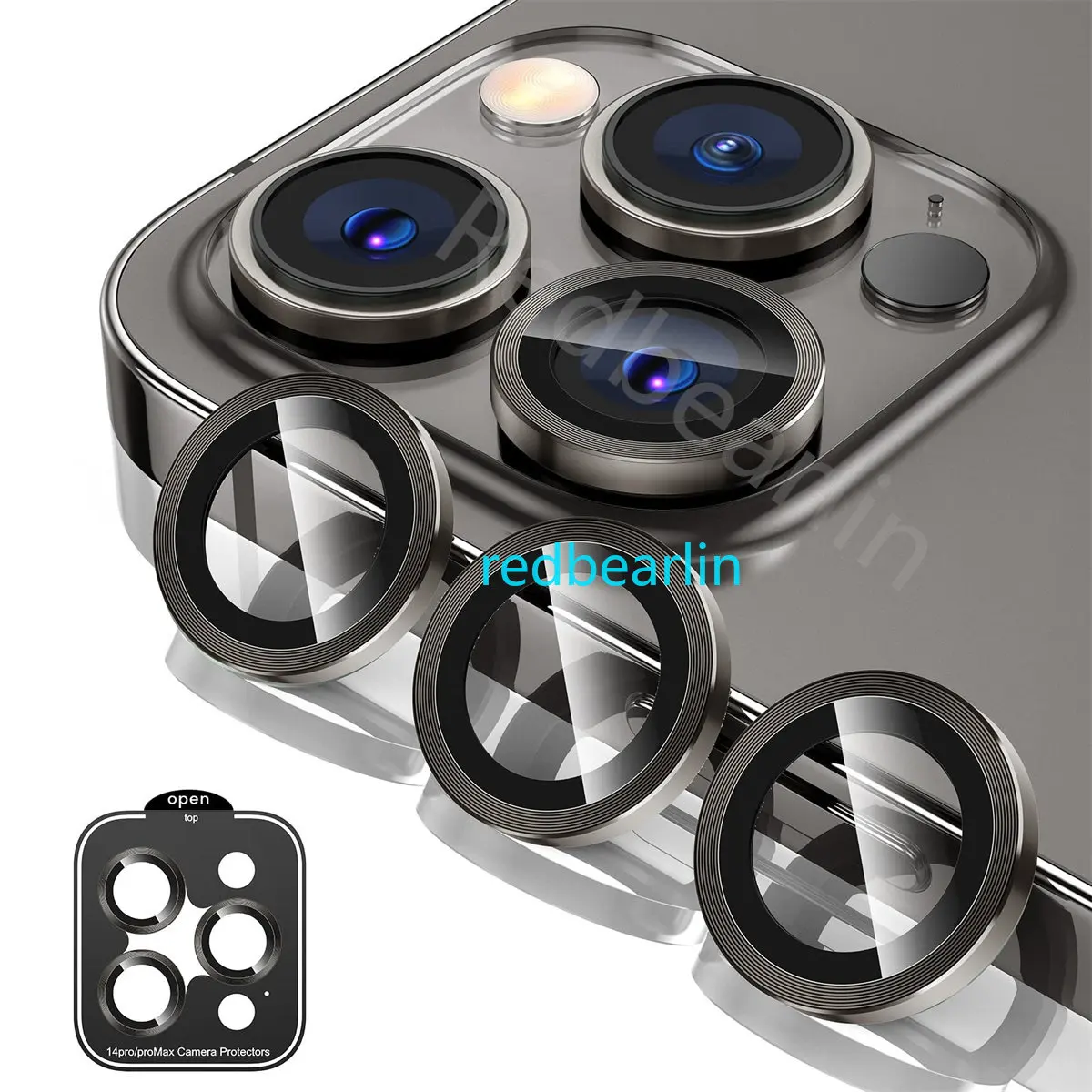 50pcs Quick Stick Installation Artifact Rings For IPHONE 14 13 12 11 Pro Max mini 3D Alloy Camera lens Tempered Glass protector