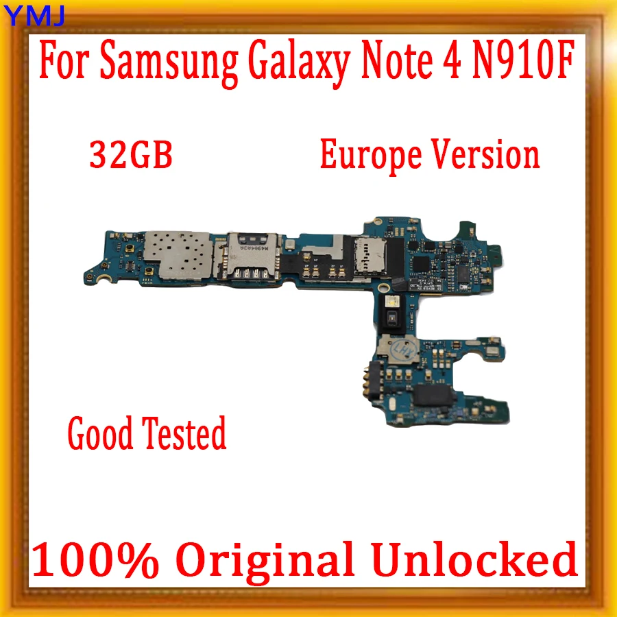 Без идентификационной учетной записи для Samsung Galaxy Note 4 N910F N910U N910A N910G материнская плата с системой Android Оригинальный разблокированный логический кабан 32 Гб