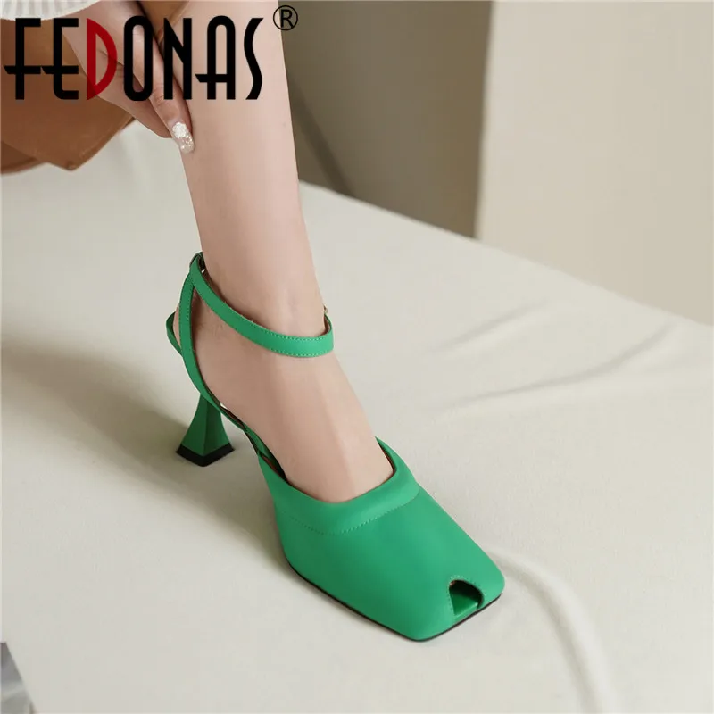 

FEDONAS Fashion Summer Women Pumps Ankle Strap Thin High Heels Casual Sandals Brand Design Elegant Office Working Shoes Woman