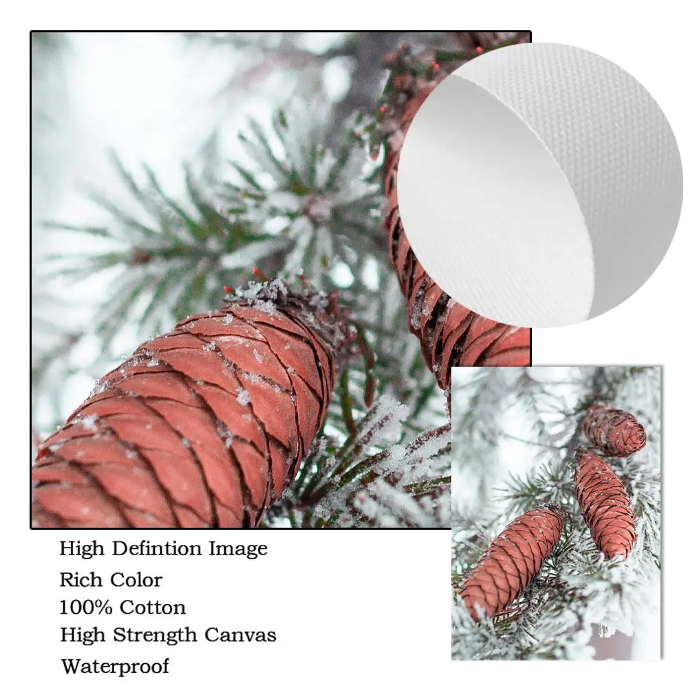 Рождественская елка постеры сосна автомобиль Картина на холсте зимний Снежный