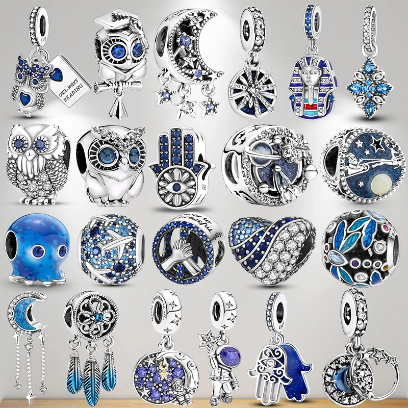 Подвеска в виде совы из серебра 2022 пробы с голубым звездным небом - купить по