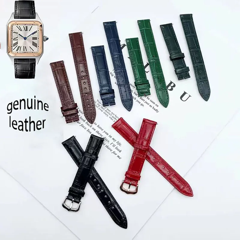 

Genuine leather Watchstrap bamboo knot pattern waterproof strap red black blue gray silver buckle gold buckle18 20mm watchband
