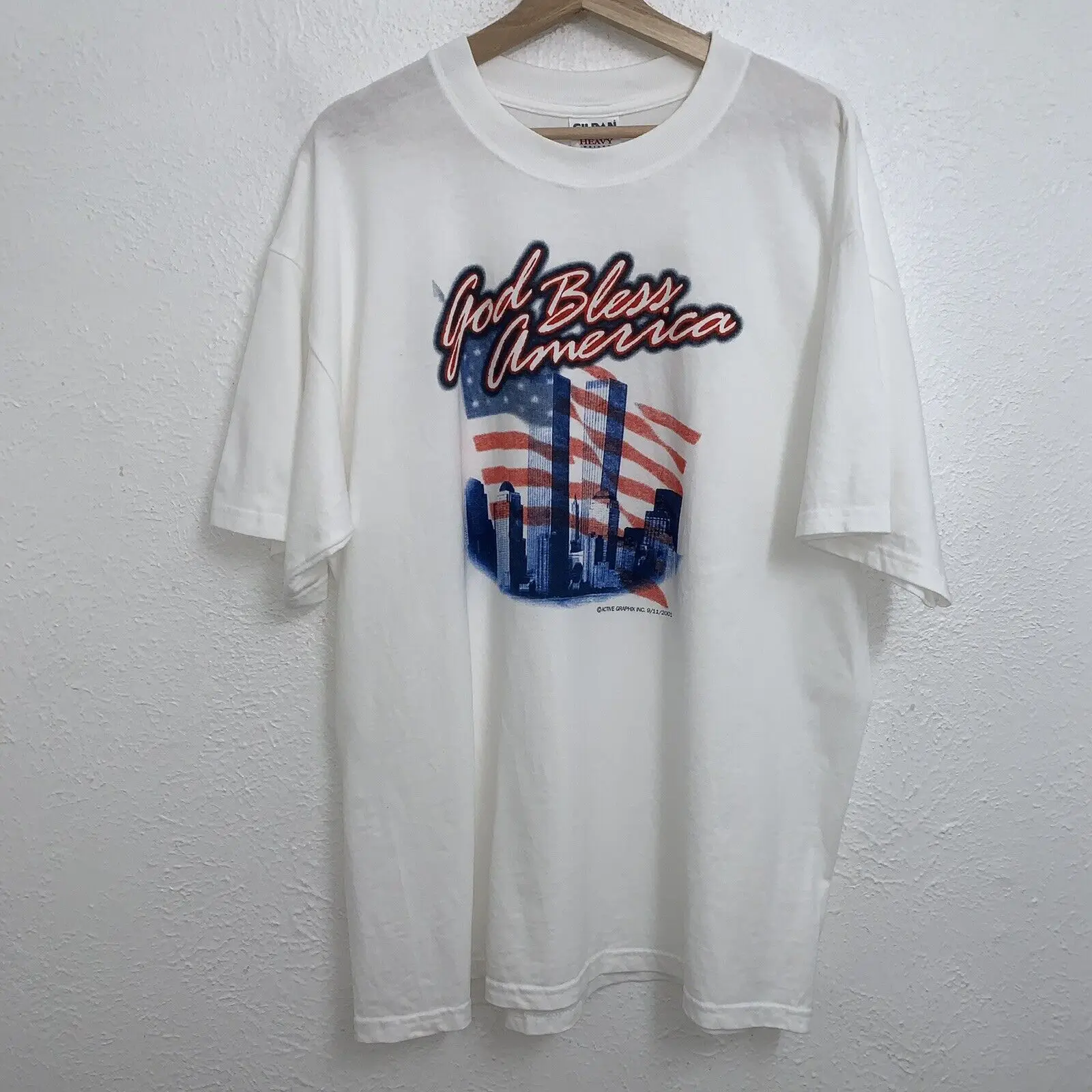 Белая Винтажная футболка с коротким рукавом и надписью God Bless размер Xl 911