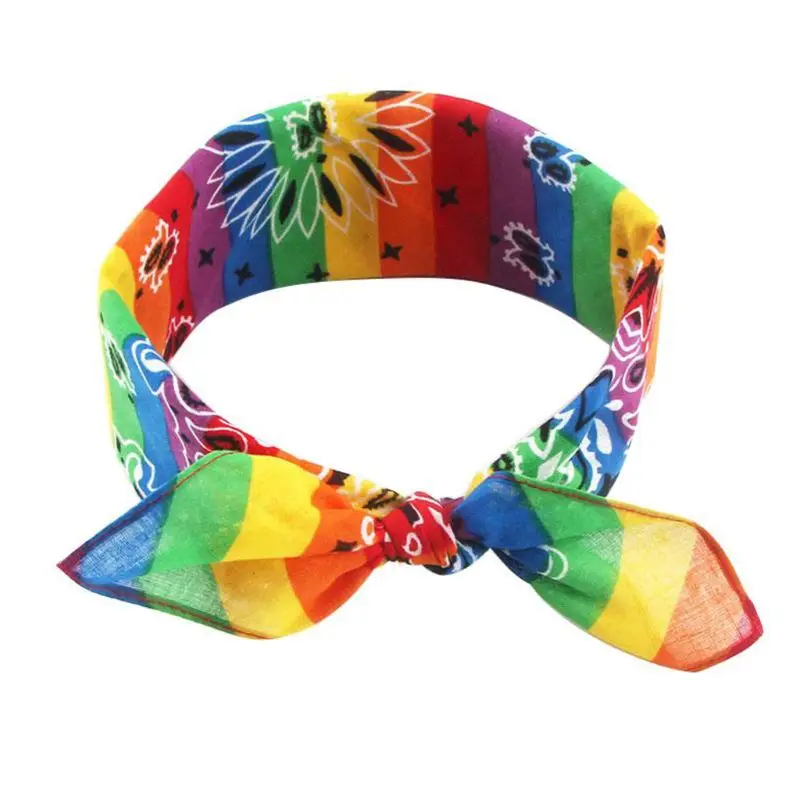 

Unisex Cotton Hip Hop Bandana Headwear Rainbow Stripes Paisley Hair Band for Head Sqaure Scarf Neck Wrap Mask Wristband