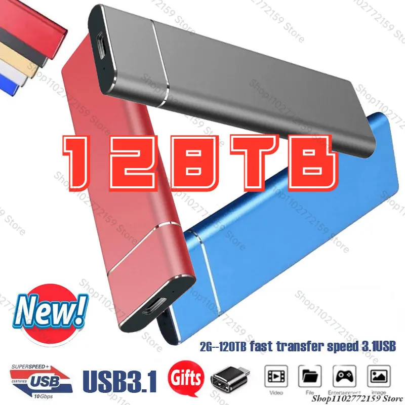 

High-Speed 1TB 2TB 4TB 8TB 16TB SSD Portable External Solid State Hard Drive USB3.1 Interface Mobile Hard Drive for Laptop Mac