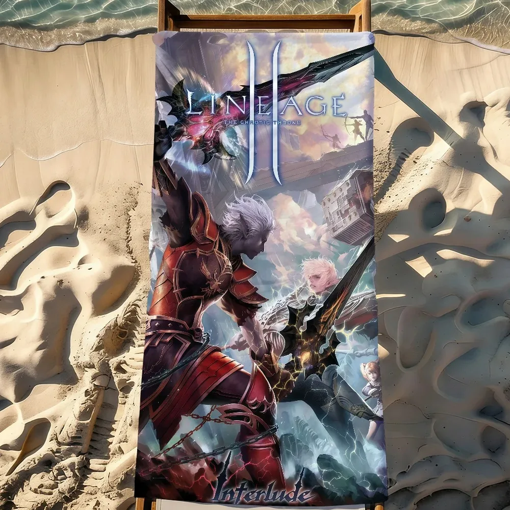 Фото Пляжное полотенце 3D Game L-Lineage 2, быстросохнущее, мягкое, из микрофибры, легкое, подарок для девушки на отдых №4