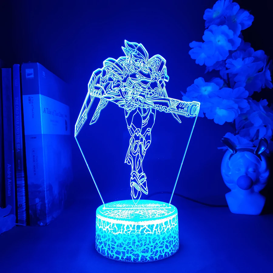 

Game Overwatch Kids 3D LED Night Light USB Powered Pharah Figure Indoor Decor Battery Lamp Gift OW Character Bedside Table Lamp