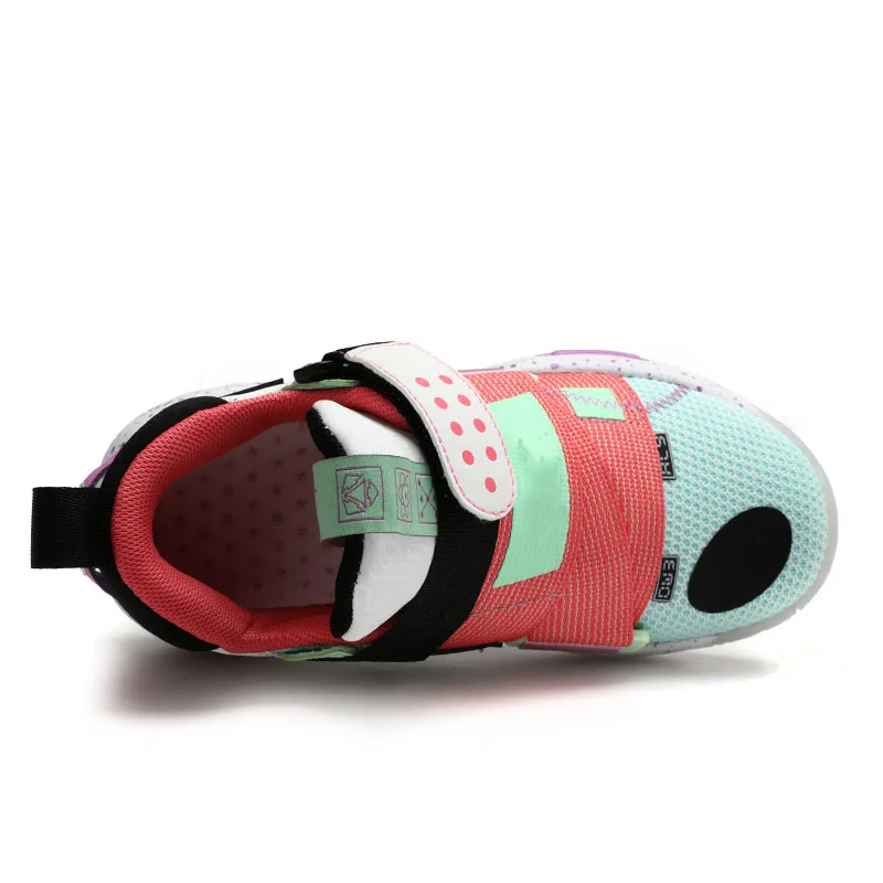 High Top Basketball Shoes For Kids Boys Girls Breathable Mesh Hook&Loop Anti-slip Wearable MD Sole Sport Sneakers Training Shoes