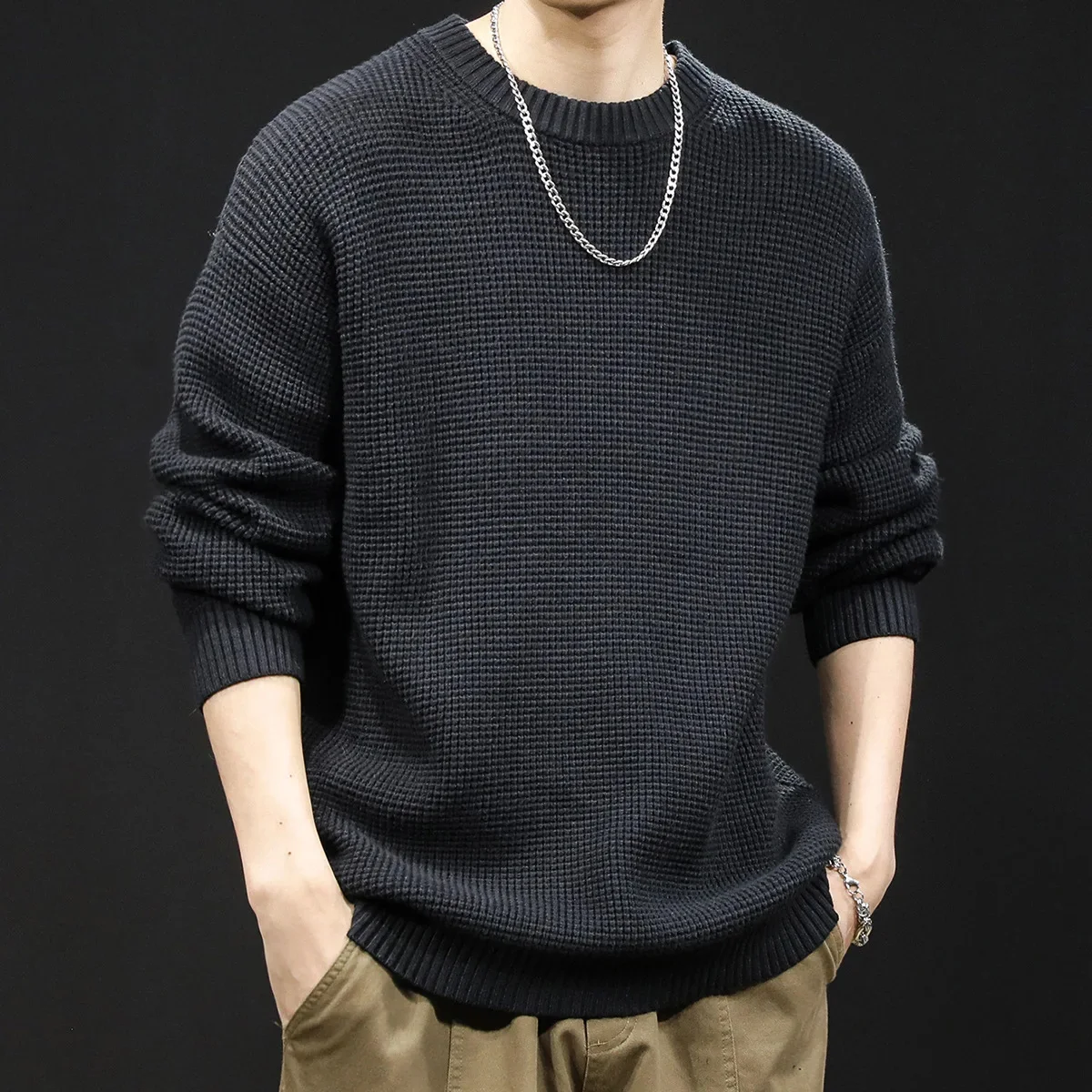 Американский ретро-свитер мужской зимний свитер 2025 года новый ленивый тренд