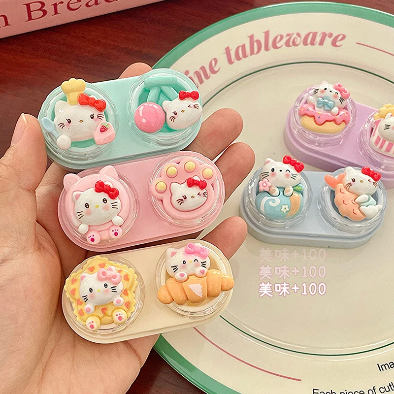 Милый чехол для контактных линз Hello Kitty Sanrio Kt Cat портативная коробка красоты