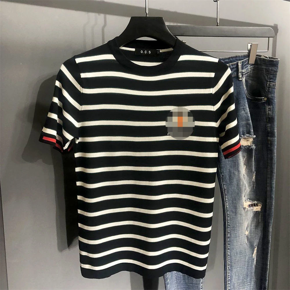 

Свитер мужской с круглым вырезом, Повседневная модная удобная рубашка в полоску, топ на лето