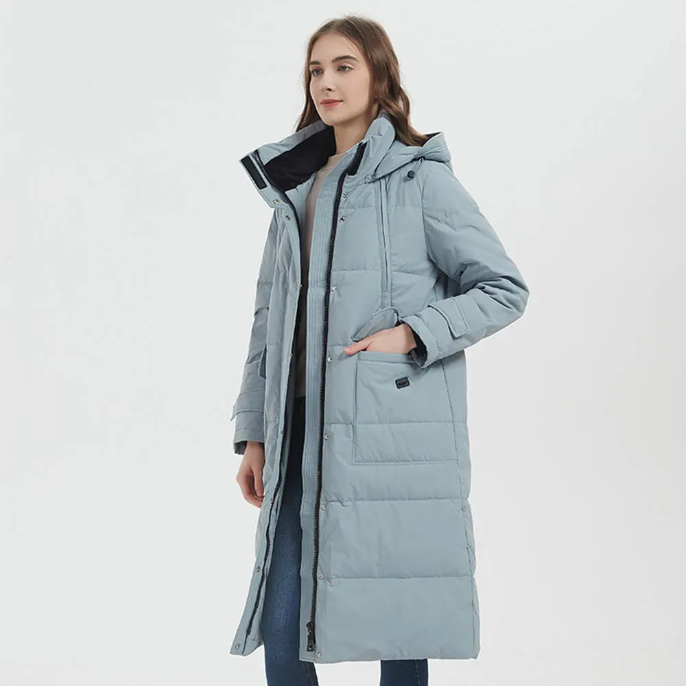 

Thickened Down Jacket Female 2023 Winter Europe And The United States Casual New Detachable Cap White Duck Down Lady Coat