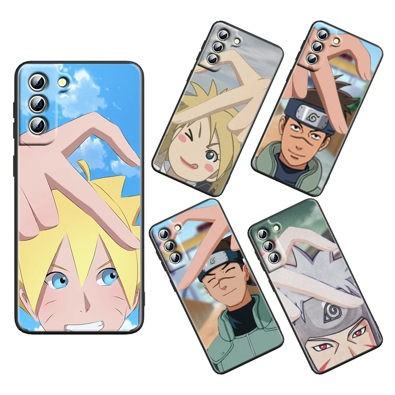 

Anime naruto heart gesture For Samsung Galaxy S22 S21 S20 S10 S10e S9 S8 S7 PRO Ultra Plus FE Lite Black luxury Soft Phone Case