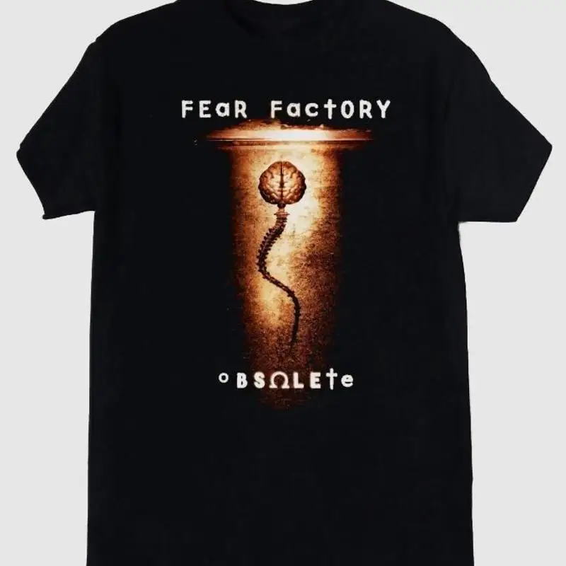 Фото Винтажная футболка Fear Factory Obsolete из плотного хлопка, черная, размер S-234XL, TR299 №1