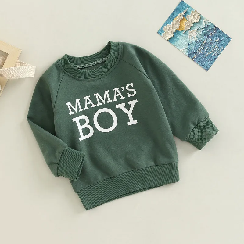 

Toddler Baby Boy Tops Sweatshirts Fall Winter 2022 Letter Print Crew Neck Long Sleeve Pullover Outfit for Boys, 6 Months-3 Years