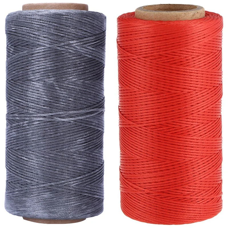 

2X 260M 150D 1MM Leather Sewing Waxed Wax Thread Hand Needle Cord Craft DIY New Color:Red & Gray