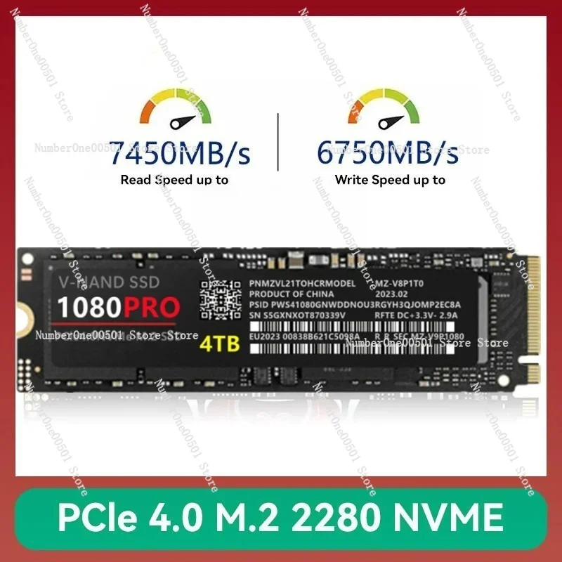 Фото Твердотельный накопитель 1080PRO M2 NVMe SSD 1 ТБ 2 ТБ 4 ТБ PCIe Gen 4.0 высокоскоростной для ПК и ноутбуков (НЕ для PS5) №2