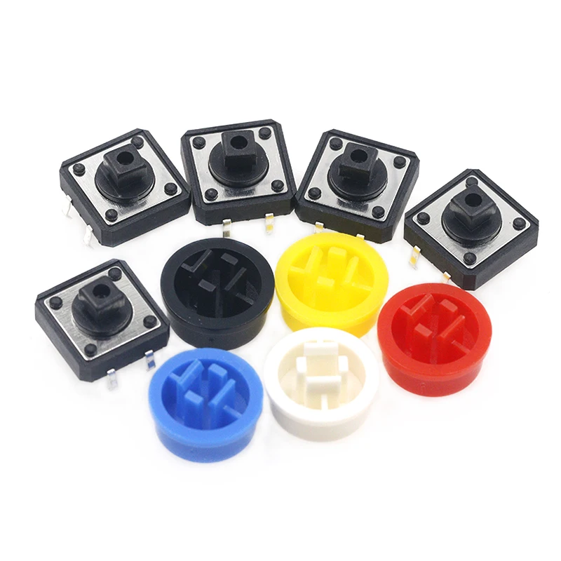 25PCS Tactile Push Button Switch Momentary 12*12*7.3MM Micro switch button + 25PCS Tact Cap(5 colors) for Arduino Switch images - 6