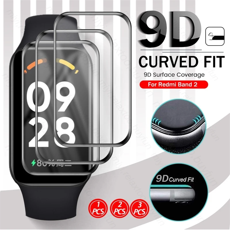 

1-3 шт. 9D изогнутое мягкое волокно Защитное стекло для Redmi Band 2 полное покрытие Защитная пленка для экрана Redmy Readmi Smart Band 2 Band2