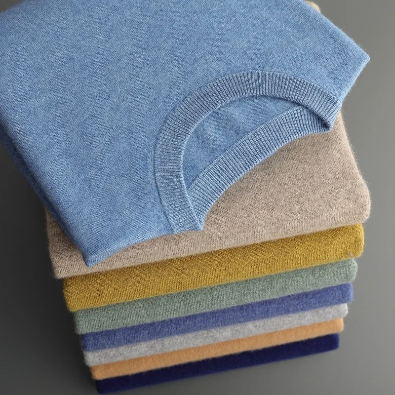 Мужской пуловер с круглым вырезом из 100% чистого кашемира осень и зима новый