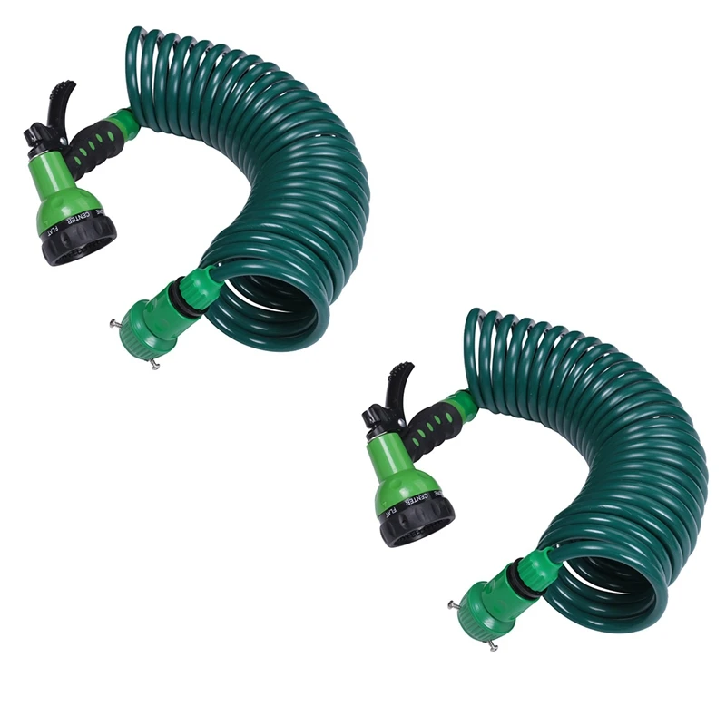 

2X EVA Garden Telescopic Spring Tube Garden Hose Plastic Multifunctional Car Wash Water Spray Sprinkler For Garden