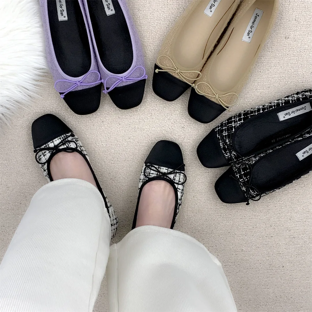 High Quality Designer Brand Women Shoes French Fashion Butterfly-knot Shallow Flat Shoes Women Spring Summer Mary Janes Shoes