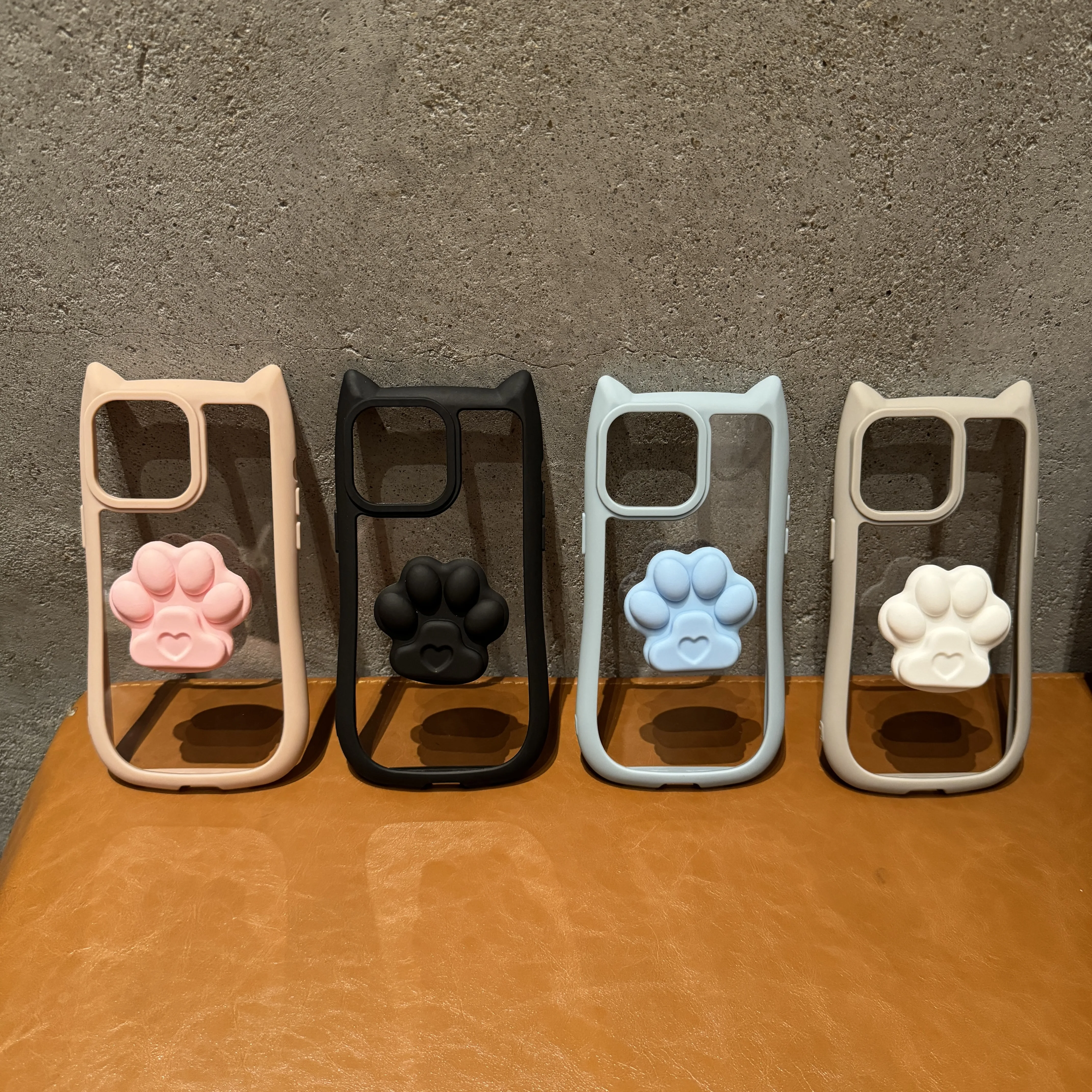 Прозрачный чехол для iPhone 15 14 13 Pro Max 12 11 с милыми мультяшными 3D кошачьими ушками