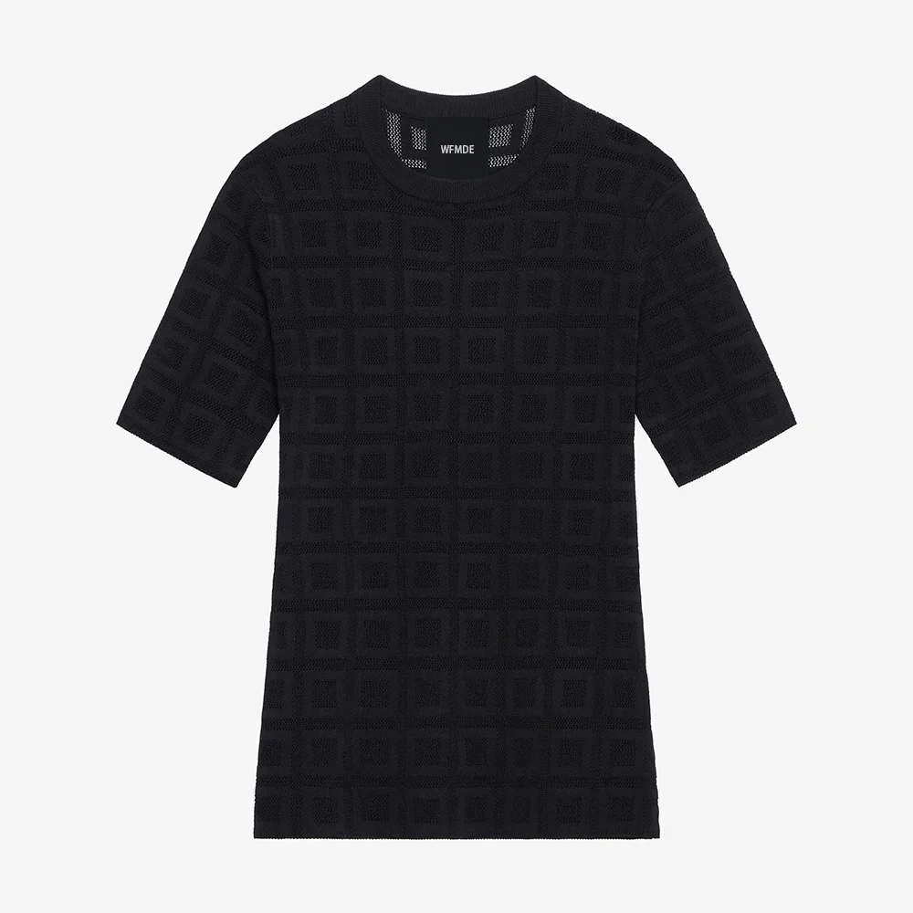

22SS New Ladies Black Hollow Short Sleeves #wfmd6054