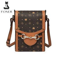 foxer women cellphone bag crossbody shoulder purse pvc leather messenger mobile phone bags monogram signature printing mini bag