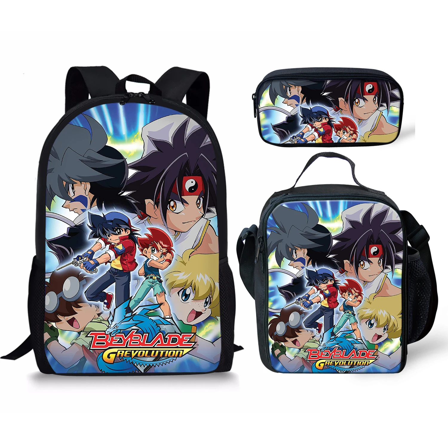 

Beyblade Burst Game Design School Bags Boys 3pcs Pencil Lunch&Food Book Backpack Adjustable Strap Student Rucksack Free Shipping