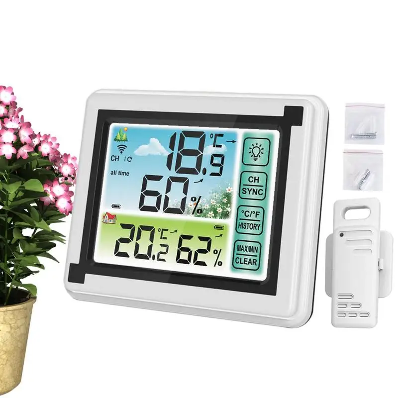 

Thermometer For Home Temperature Humidity Monitor Digital Wireless Outdoor Humidity Sensor With LCD Backlight Screen For Patio
