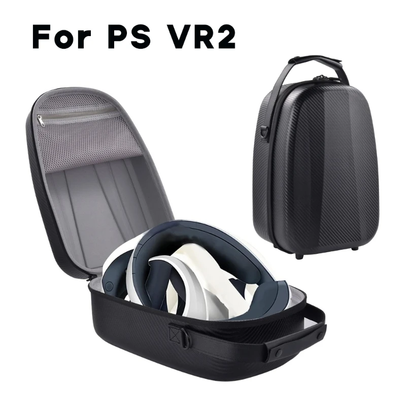 

Hard Carry Bag Shells for PS VR2 Headset Carbon Fiber Shoulder Bag with Lens Caps Strap Large Travel Storage Bag