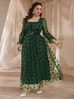 toleen womens elegant plus size large maxi dresses 2022 green long sleeve oversized muslim evening party prom festival clothing