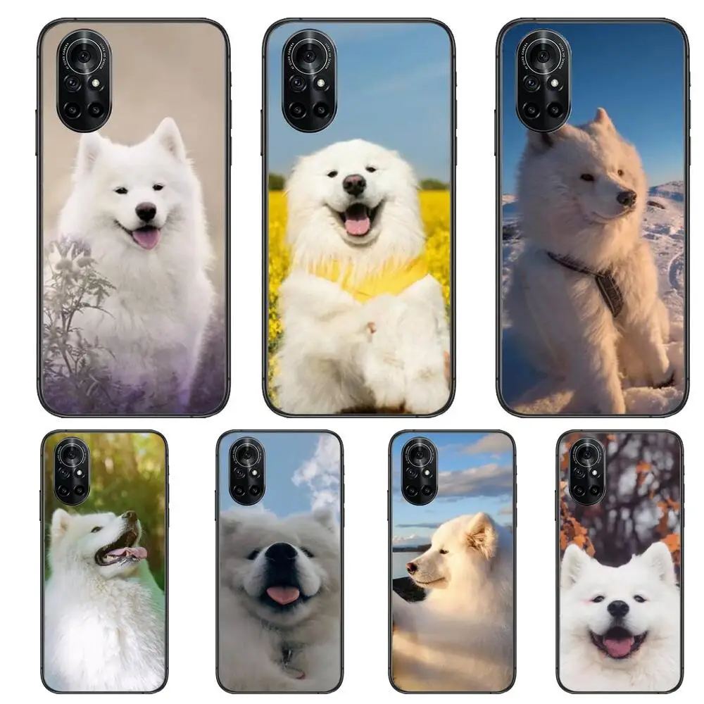 

Cute animal Samoyed Puppy dog Clear Phone Case For Huawei Honor 20 10 9 8A 7 5T X Pro Lite 5G Black Etui Coque Hoesjes Comic F