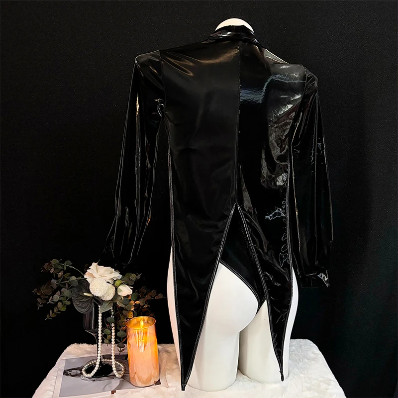 SENMHS оригинальный темный костюм горничной для косплея кожаный купальник