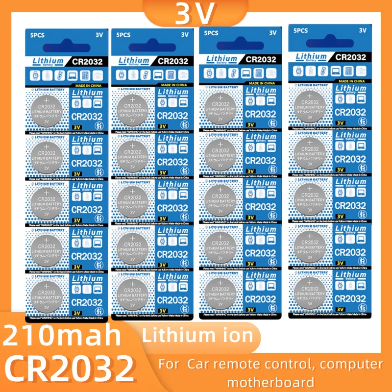 30 шт., литий-ионные кнопочные батареи CR2032 DL2032,ECR2032,KCR2032,BR2032,LM2032 для автомобильного пульта дистанционного управления