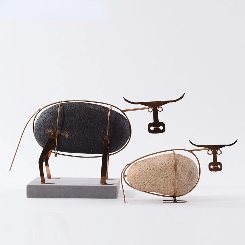 

Modern Minimalist Style Model Room TV Partition Wine Cabinet Animal Cow Decoration New Home Decoration Living Room Decoration