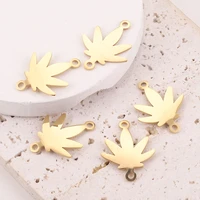 5pcs 2128mm gold stainless steel maple leaf bending charms connector fit bracelet necklace diy jewelry making supplies