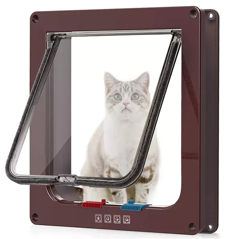 

Cat Flap Door with 4 Way Lock Security Flap Door for Dog Cat Kitten Small Pet Gate Door Kit Cat Puppy Safety Gate S/M/L 5 Colors