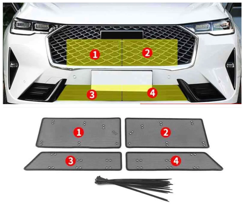 

For Haval H6 3th 2021 2022 Accessories Car Middle Insect Screening Mesh Front Grille Insert Net Anti-Mosquito Dust Protective