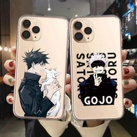jujutsu kaisen anime phone case transparent for iphone 13 12 11 mini pro xs max 8 7 6 6s se 2020 plus back cover phone case